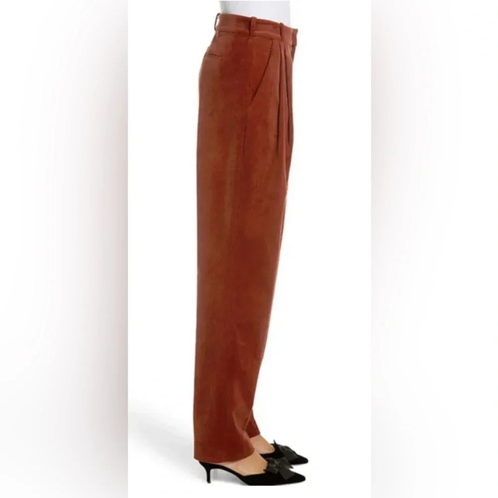 A.L.C. Pleated Tori Corduroy Straight Leg High Rise Pants Navy blue